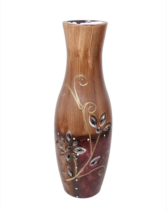 Wooden Style Vintage Floral Centerpiece Vase Party Decor Home Vase 35cm