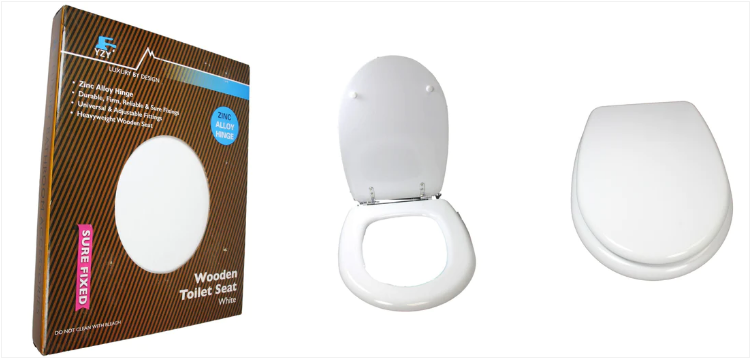 Wooden Toilet Seat White 28 x 18 cm