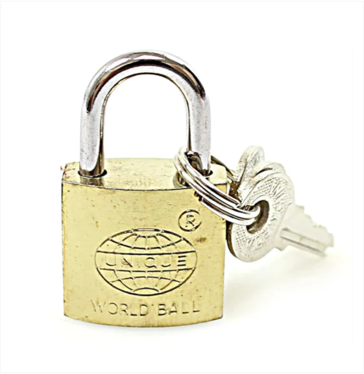 World Ball Metal Brass Padlock with 3 Keys 32mm