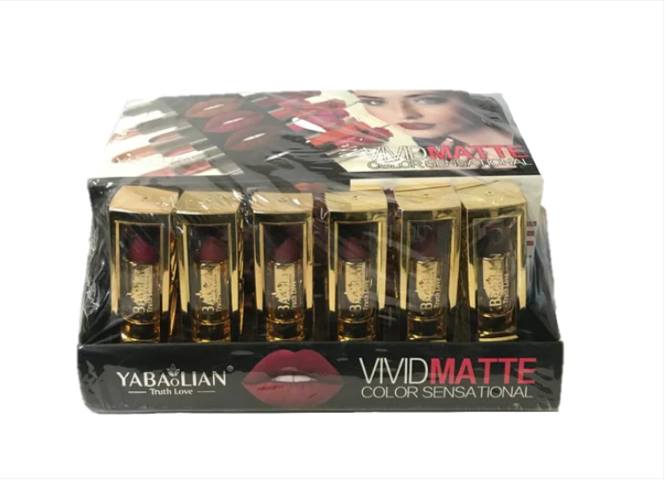 Yabaolian Vivid Matte Lipstick Assorted Colours Box of 24