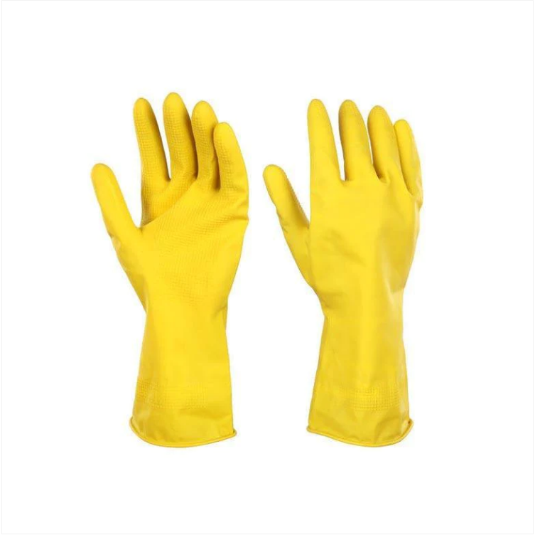 Yellow / Orange Latex Washing Up Cleaning Household Gloves Medium