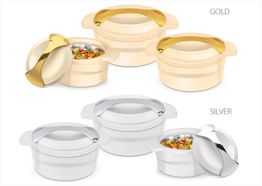 Zest Insulated Casserole Set 3pcs 1.0 - 1.5 - 2.5 Litre Assorted Colours