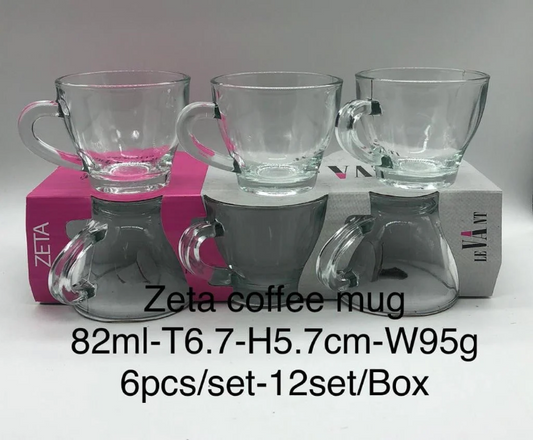 Zeta Coffee Mugs 6Pc Set 82ml T 6.70 H 5.7cm