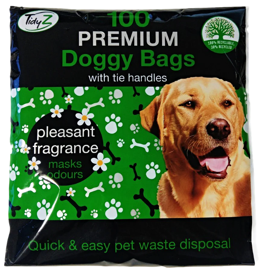 100 Premium Doggy Bags With Tie Handles Pets Home (24 Pcs )