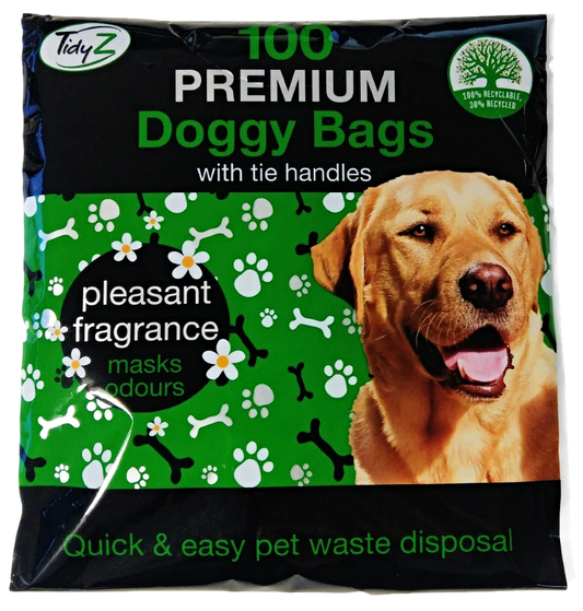 100 Premium Doggy Bags With Tie Handles Pets Home (24 Pcs )