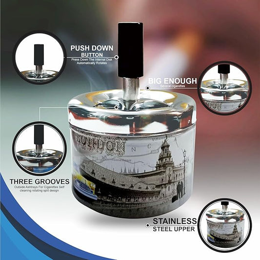 Spinning Ashtrays with Lid Desktop Smoking Collector