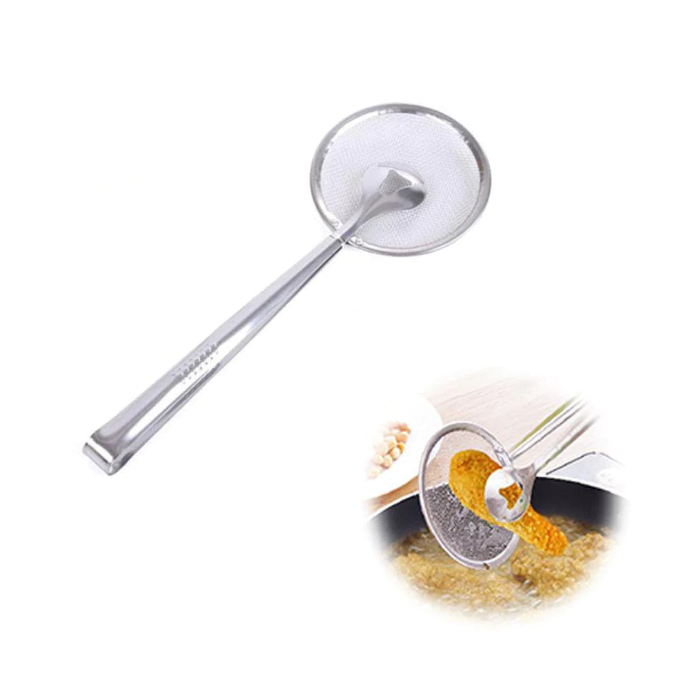 Stainless Steel Oil Filter Spoon With Clip Colander Oil Frying (24 Pcs )