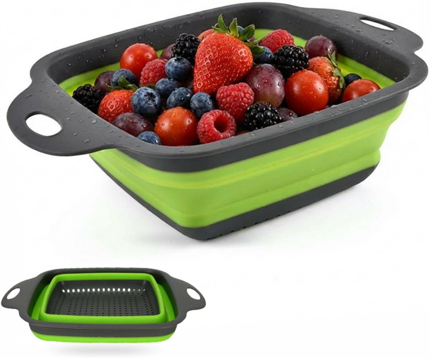 Collapsible Silicone Colander Basket with Handles